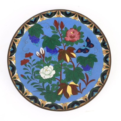 Copper Plate Decorated with Clois Enamels