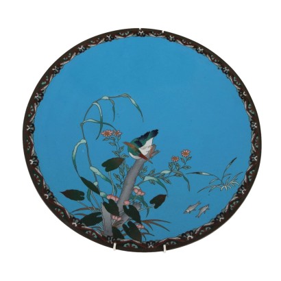 Copper Plate Decorated with Clois Enamels