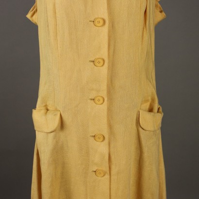 Biki Vintage Yellow Linen Dress