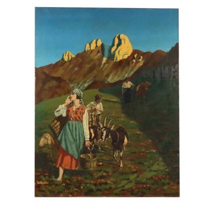 Tableau Modèrne de A. Scaroni Aperçu de la Montagne 1926