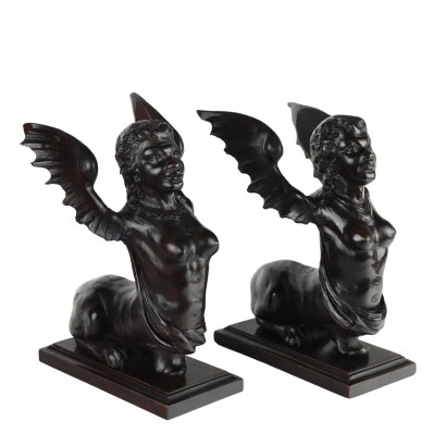 Pair of Carved Wooden Chimeras