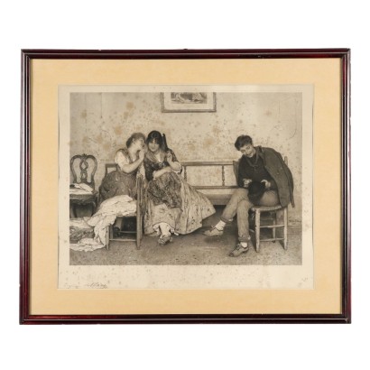 Lithographie von Eugene de Blaas, Galant-Szene, Eugene De Blaas, Eugene De Blaas, Eugene De Blaas, Eugene De Blaas