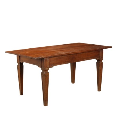 Table Ancienne Directoire avec Prolonges Noyer XVIIIe Siècle