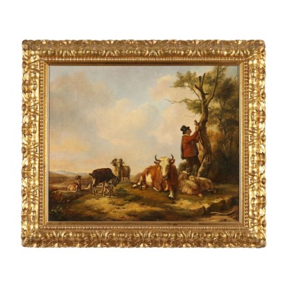 Tableau Berger avec troupeaux