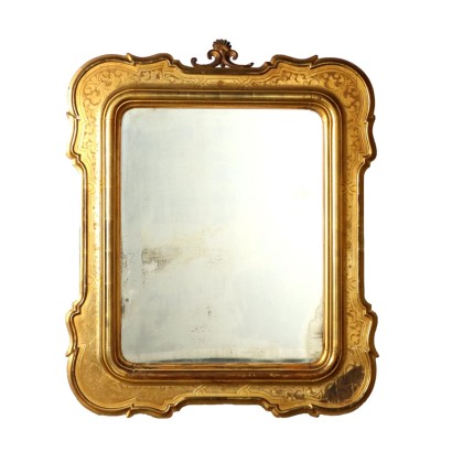 Antique Mirror Umbertino Gilded Wood Italy XIX Century