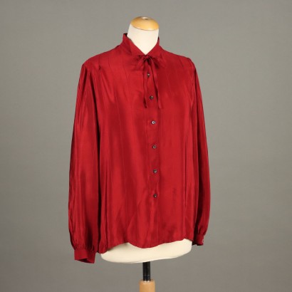 Roberto Capucci Chemise Rouge Vintage en Soie Taille 46 Italie