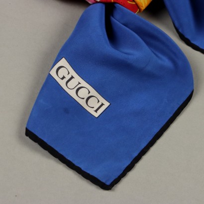 Gucci Foulard Vintage Blu con Fiori