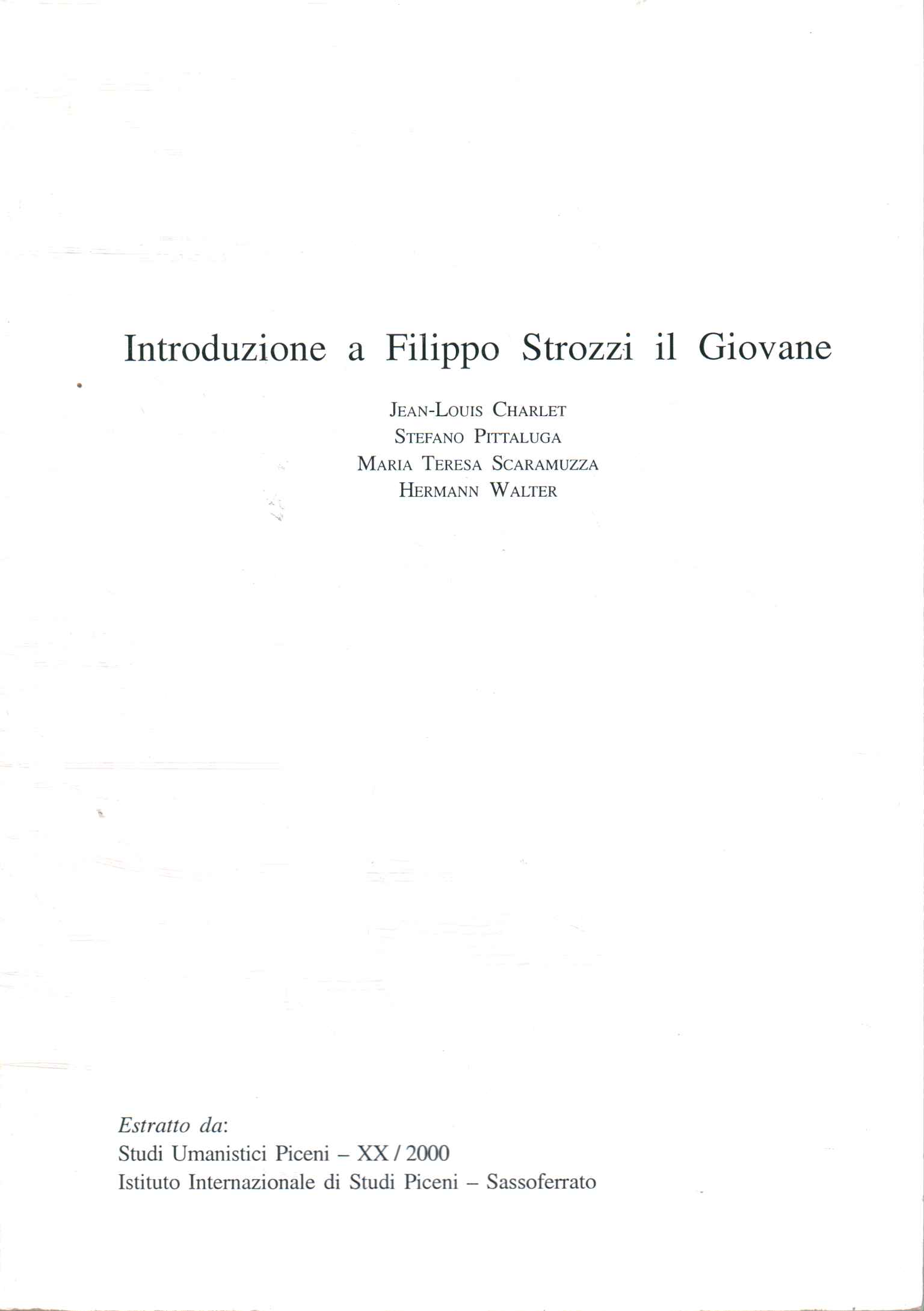 Introduction à Filippo Strozzi le Jeune