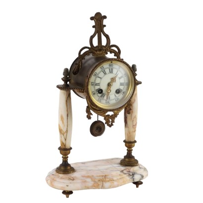 Antique Countertop Clock Marble Gilded Bronze France XIX Century