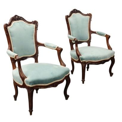 Paire de Fauteuils Rococo Acajou Italie XXe Siècle