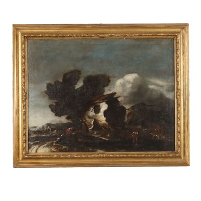 Tableau Ancien Paysages Huile sur Toile Italie XVIIIe Siècle