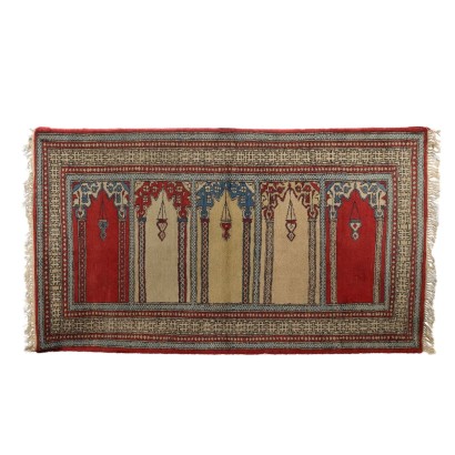 Antique Asian Carpet Cotton Thin Knot Pakistan 65 x 38 In