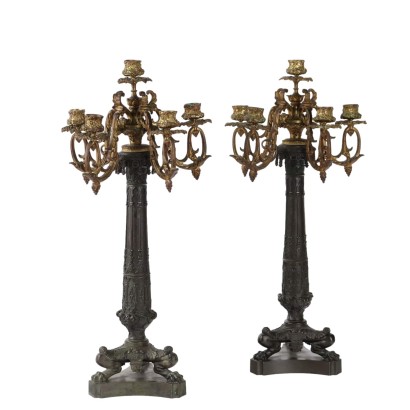 Antique Candelabra Neo-Gothic Bronze Europe XIX Century