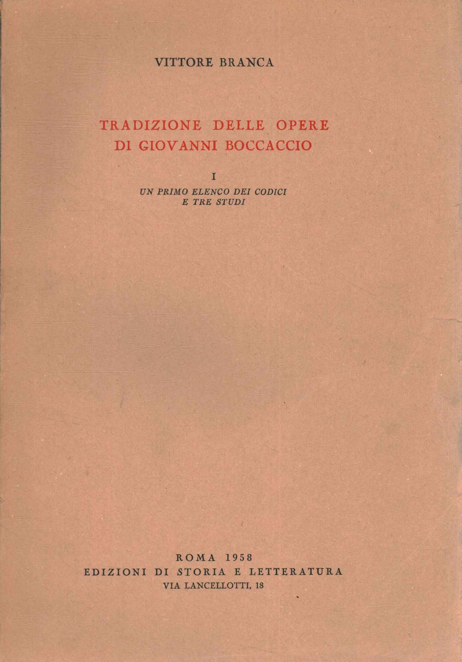 Tradition des œuvres de Giovanni Bocca