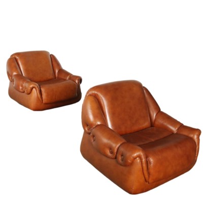 Sillones Vintage Cuero Sintético Italie Años 70