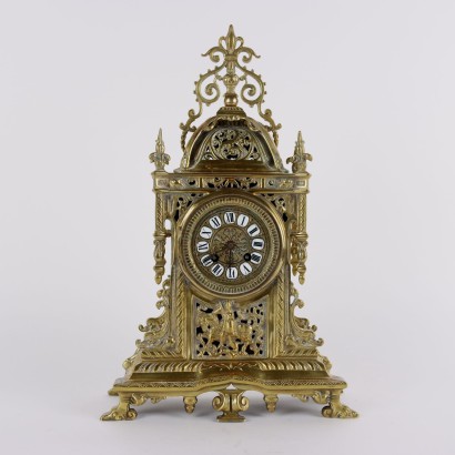 Triptych Clock in Gilded Bronze