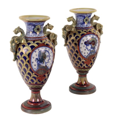 Paire de Vases Lustre Majolique