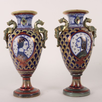 Paire de Vases Lustre Majolique