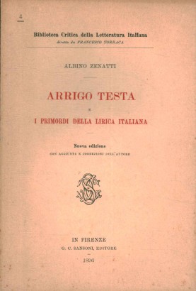 Arrigo Testa e i primordi della lirica italiana.