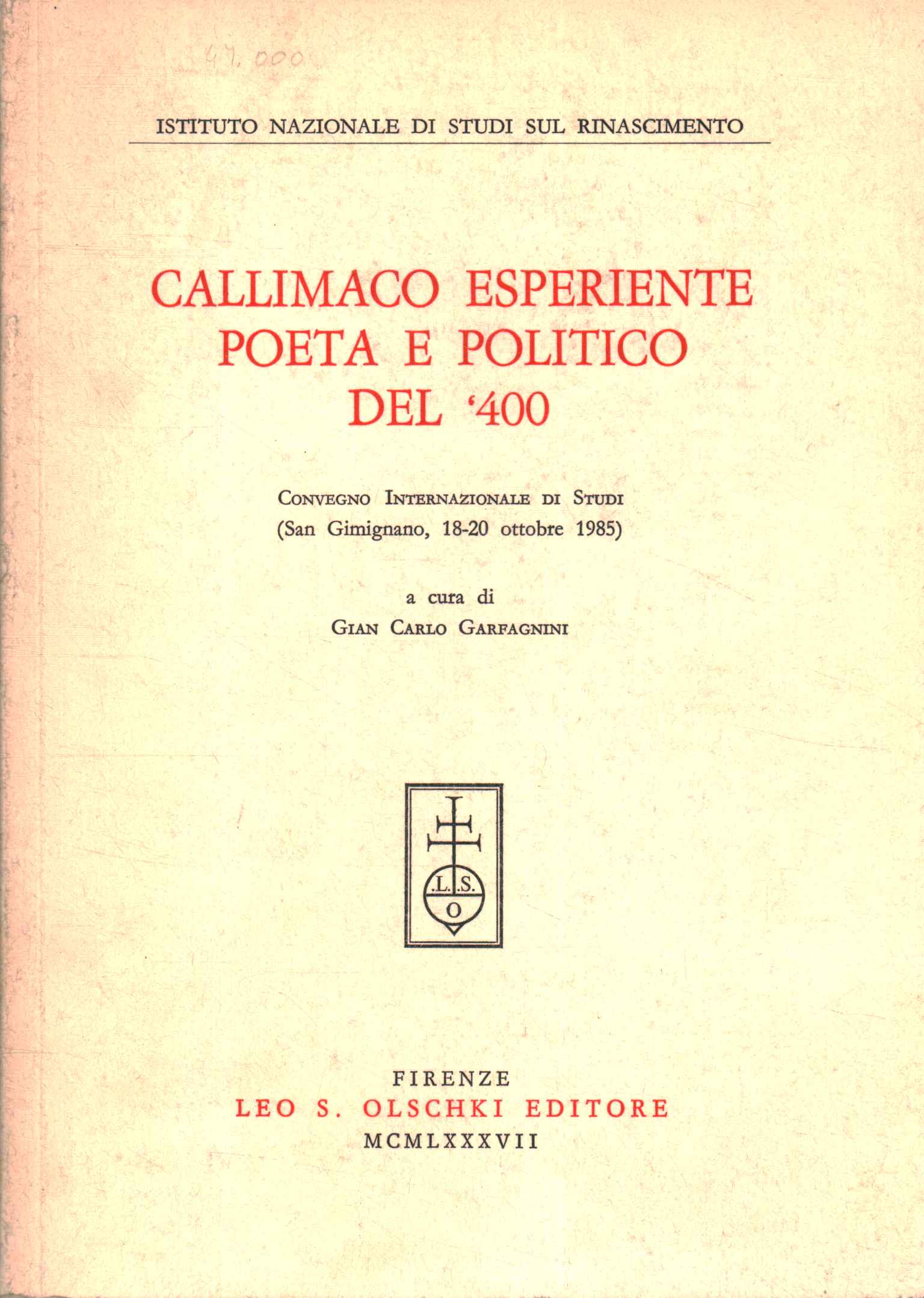 Callimaco Experienced poet and politician of