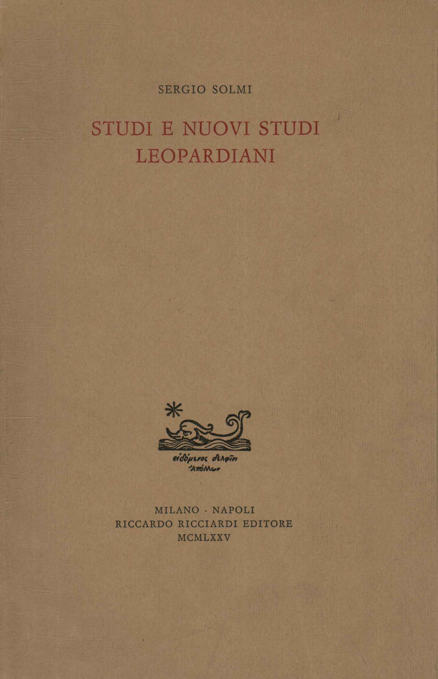 Studies and new Leopardian studies