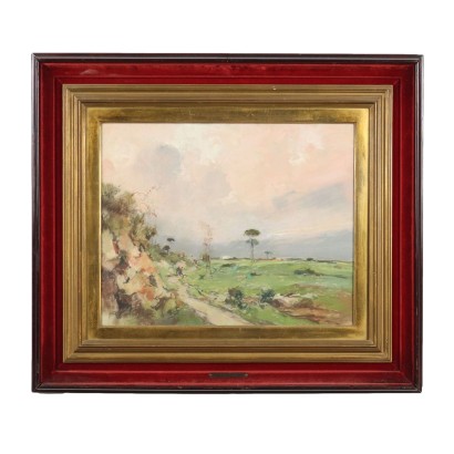 Antique Painting Signed Giuseppe Casciaro Mixed Technique '800