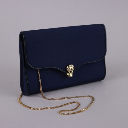 Gucci Borsa Vintage Pelle e Stoffa Blu