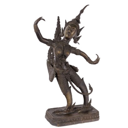 Antike Figur Bronze Nymphe aus Thailand des XX Jhs