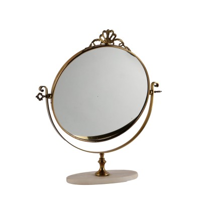 Vintage Table Mirror Marble Brass Italy 1960s