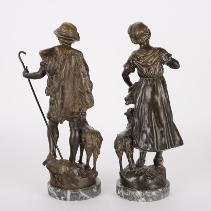 Pair of Bronze Folk Figures