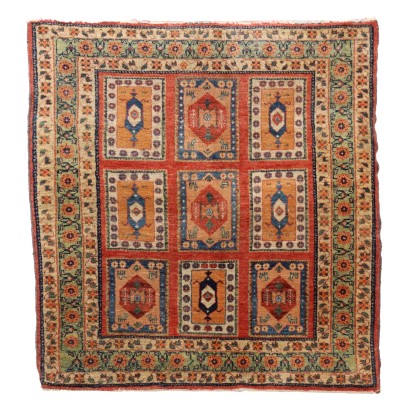 Tapis Ancien Asiatique Laine Noeud Gros 115 x 106 cm