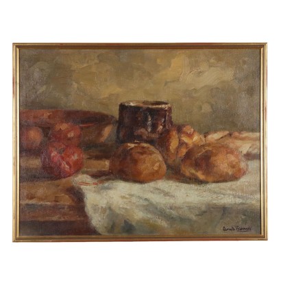 Gemälde von Domenico De Bernardi,Komposition mit Brot und Tomaten,Domenico De Bernardi,Domenico De Bernardi,Domenico De Bernardi,Domenico De Bernardi,Domenico De Bernardi