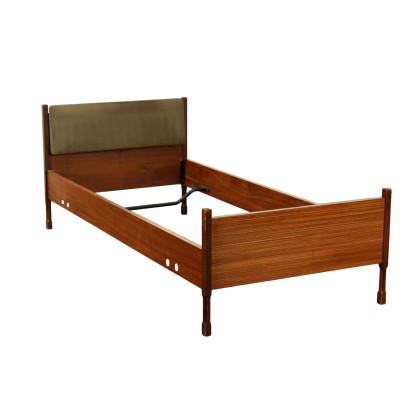 Vintage Bed Teak Veneer Leatherette Italy 1960s