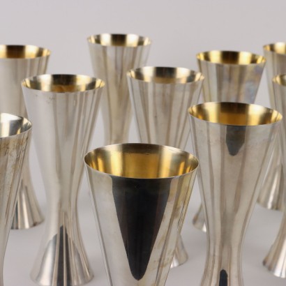 Twelve Brandimarte Fir Silver Goblets