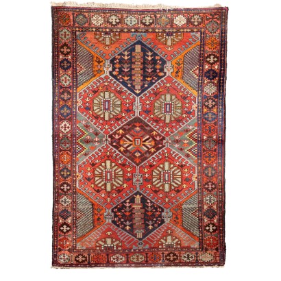 Tapis Ancien Asiatique Coton Laine Noeud Gros 193 x 130 cm