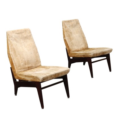 Sillones Vintage de Haya Teñida Terciopelo Años 60 Italia