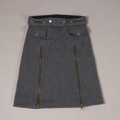 Miu Miu Skirt Second Hand Grey Wool UK Size 14 Italy