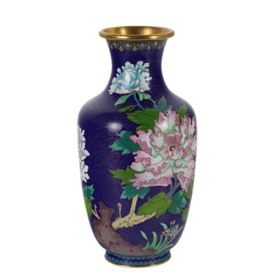 Vase Cloisonné Ancien Décorations Colorées Chine XXe Siècle