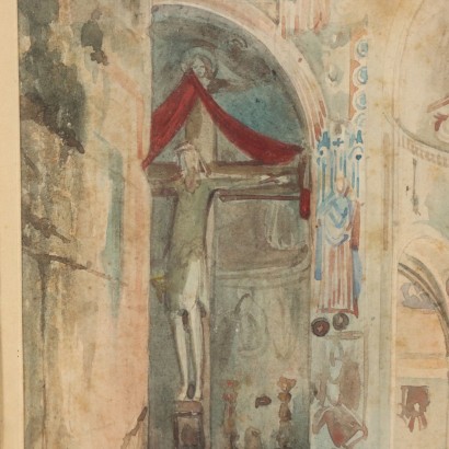 Pintura de Luigi Bisi,El antiguo baptisterio de Gravedona,Luigi Bisi,Luigi Bisi,Luigi Bisi,Luigi Bisi,Luigi Bisi