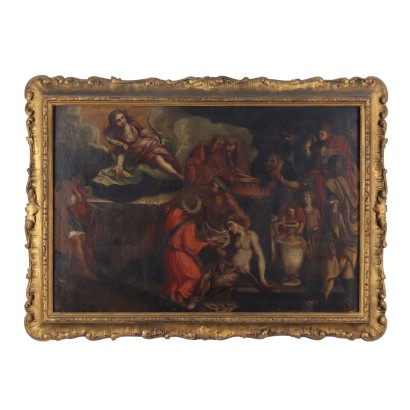 Tableau Ancien Sujét Sacré Huile sur Toile XVIIe Siècle