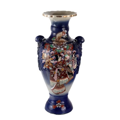 Antiker Vase Keramik Dekorationen Blumen Japan Anfang des XX Jhs