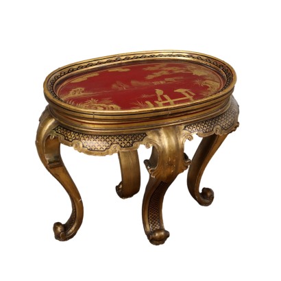 Table Basse Ancienne Chinoiserie Bois Laqué Italie Début du XXe Siècle