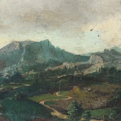 Tableau Paysage avec bétail et berger, Paysage avec bétail et bergère