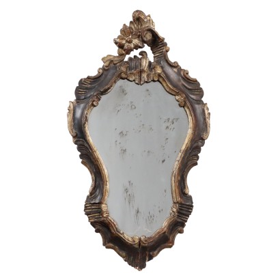 Miroir Ancien Style Rococo Bois Doré Italie du XIXe Siècle