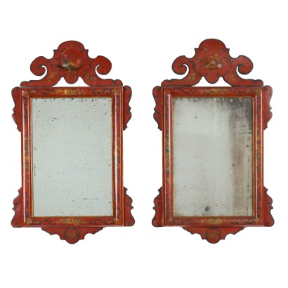 Miroirs Anciens Bois Laqué Chinoiserie Italie du XXe Siècle