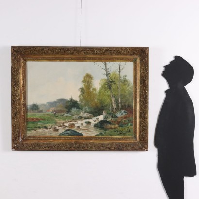 Malerei Landschaft mit Figur