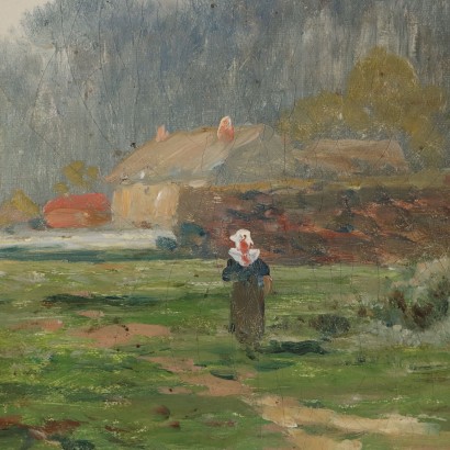 Malerei Landschaft mit Figur