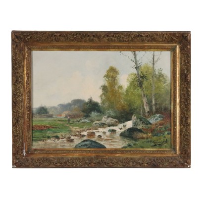 Malerei Landschaft mit Figur