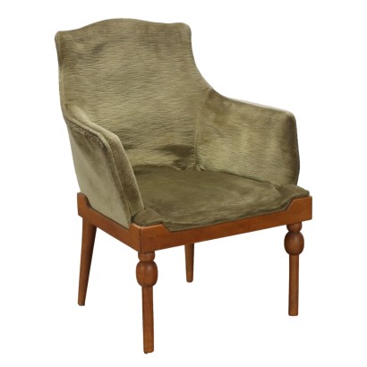 Fauteuil Vintage Bois Velours Italie des Années 50-60