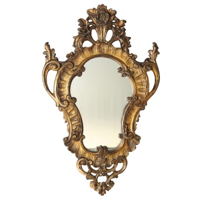 Miroir Ancien Style Rococo Tilleul Doré Décorations Italie XXe Siècle